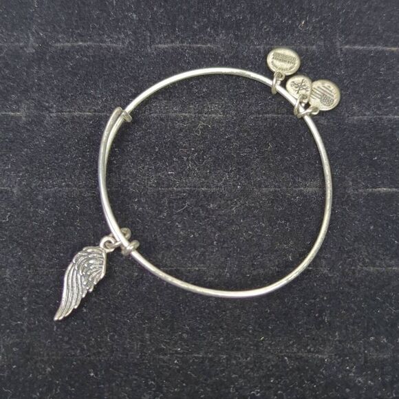 Alex & Ani Angel Wing Bangle Charm Bracelet Rafaelian Silver Finish - Picture 1 of 5